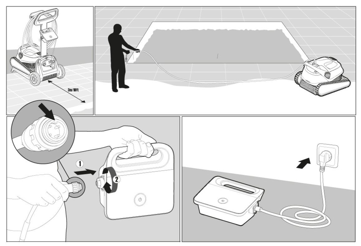 installation du robot de piscine Dolphin t25