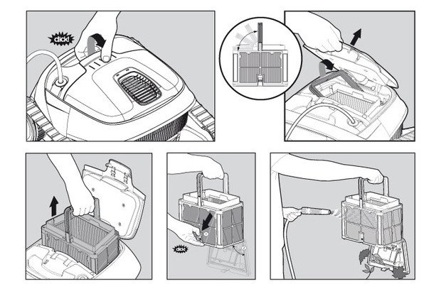 robot de piscine dolphin E20 - entretien du filtre top access