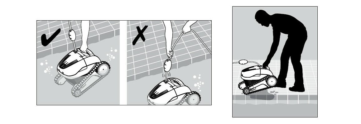 mise en route et retrait de l'aeu du robot piscine dolphin t30