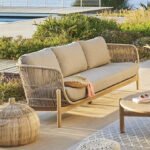 Canapé de jardin 3 personnes DEONA Taupe & Acacia – Image 2