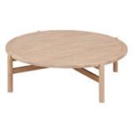 Table basse de jardin 120 x 38 cm ronde DEONA Acacia – Image 2