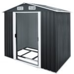 Abri de jardin en métal gris 257x205x177cm – Neuf – DESTOCKAGE – Image 4
