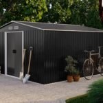 Abri de jardin en acier galvanisé gris 12,5 m² – Neuf – DESTOCKAGE